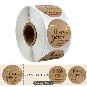 Thank You Stickers - roll of 500. Golden Stamping Stickers Labels. Brand New!